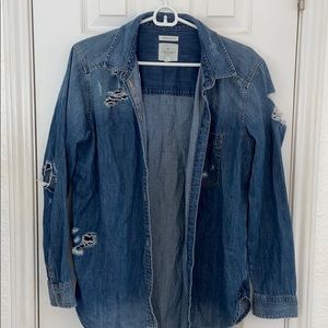 distressed oversized denim jacket